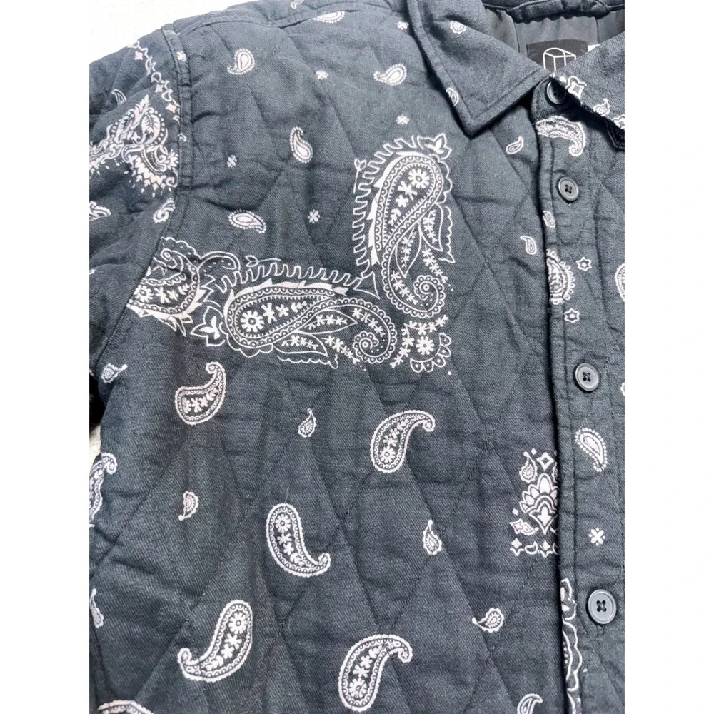 Original Use Quilted Shirt Jacket Mens Medium Black Paisley Bandana Shacket